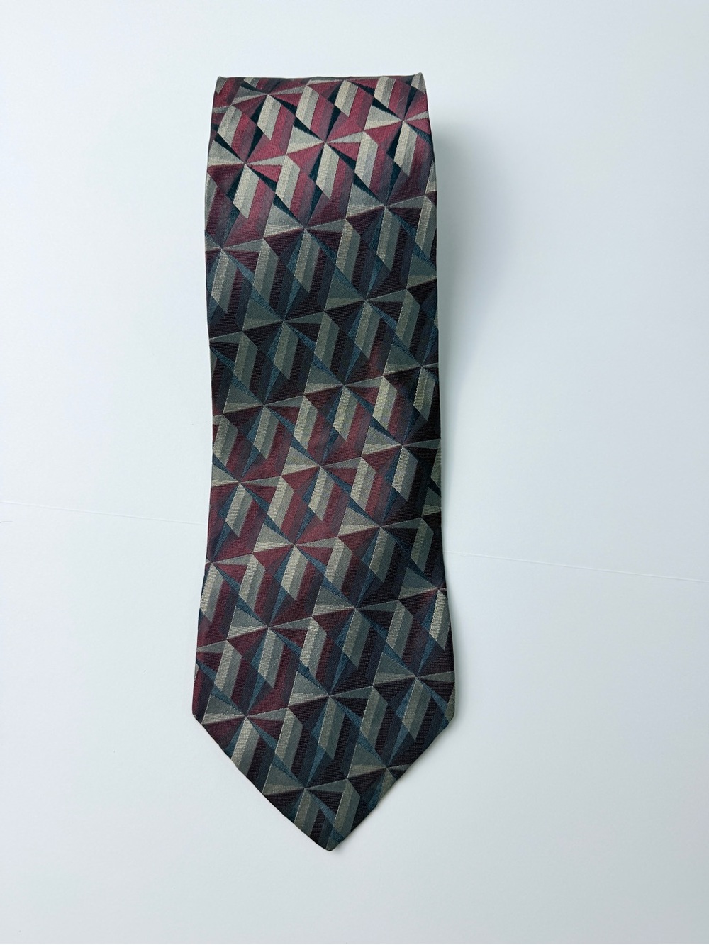Willa Bugatti Men’s Silk Necktie Geometric Abstract Pattern Vintage Tie